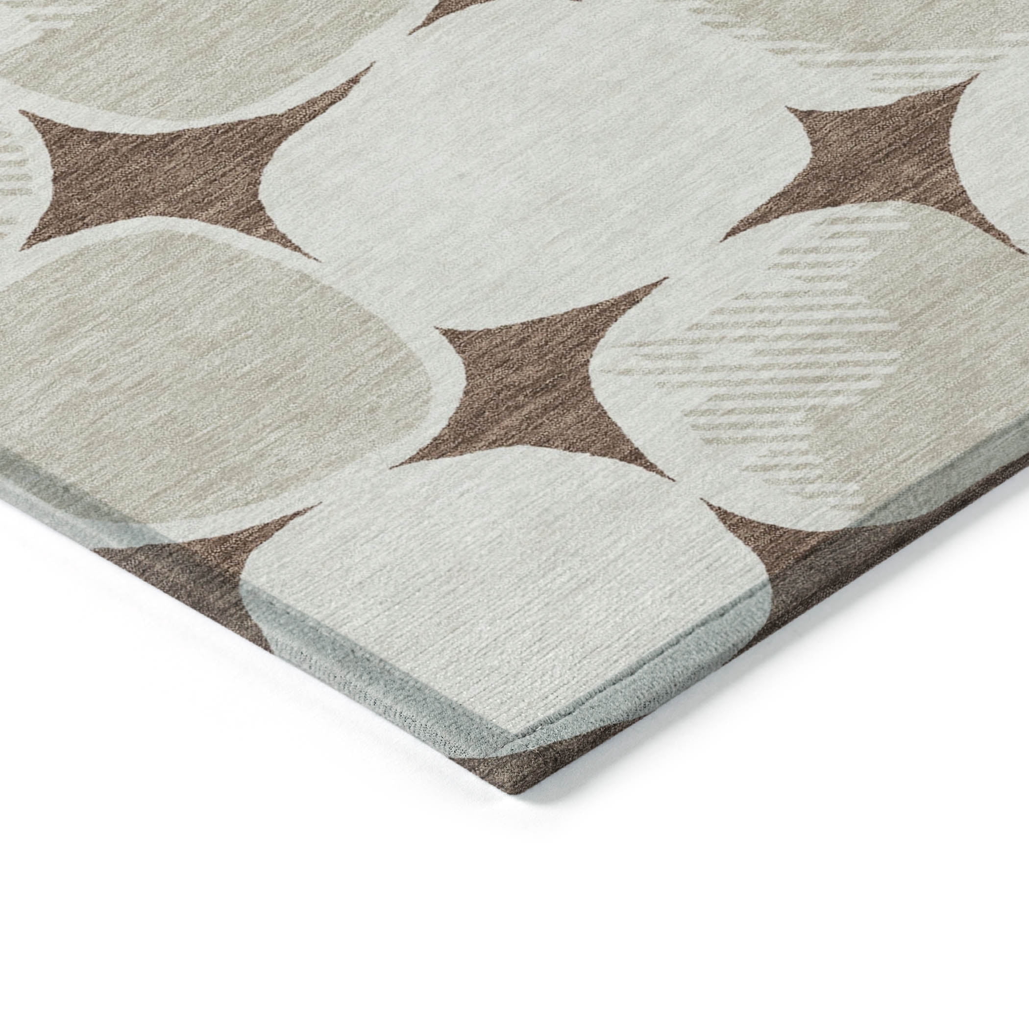 Addison Rugs Chantille Indoor/Outdoor Transitional Circles Brown Washable Rectangle Rug, 10' x 14'