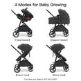 thumbnail image 3 of Gromast 3-in-1 Baby Stroller with Bassinet Mode, Convertible Bassinet Stroller for Newborn Infant Toddler with Reversible Seat, UPF 50+ Canopy & Cup Holder - Black, 3 of 8