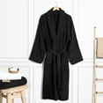 thumbnail image 3 of 100% Cotton Turkish Bathrobes, Soft Absorbent Lightweight Men Robes, Medium, Black, 3 of 9