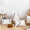 thumbnail image 3 of Necvior Modern Minimalist Woven Tufted Throw Pillow for Case Boho Farmhouse Embroidery Striped Line Pompoms Decorative Cushion C, 3 of 20