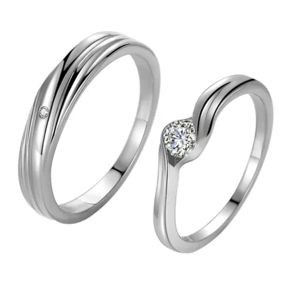 4mm Round Cz Wedding Wave Band Mens Women's Gift 925 Silver Couple Rings Sz 4-11