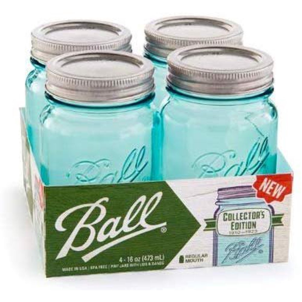 Canning Jar Aqua Vint4pk