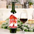 thumbnail image 3 of Ounissouiy Cubierta de botella de vino Pajarita Encaje Árbol de Navidad con cuello de comedor Ropa de botella de vino Rojo Gris Bolsa de Kits de decoración para fiestas Rojo, 3 of 6
