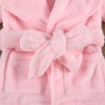 thumbnail image 4 of Baby Boy Girls Flannel Bathrobe Ultra Soft Solid Color Long Sleeve Lapel Design Robe with Belt and Pocket, 4 of 6