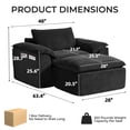 thumbnail image 4 of Fnkosi 63" Oversized Chaise Lounge Indoor, Chenille Boneless Chair with Deep Seat & Movable Ottoman for Living Room, No Assembly Required , Black, 4 of 9
