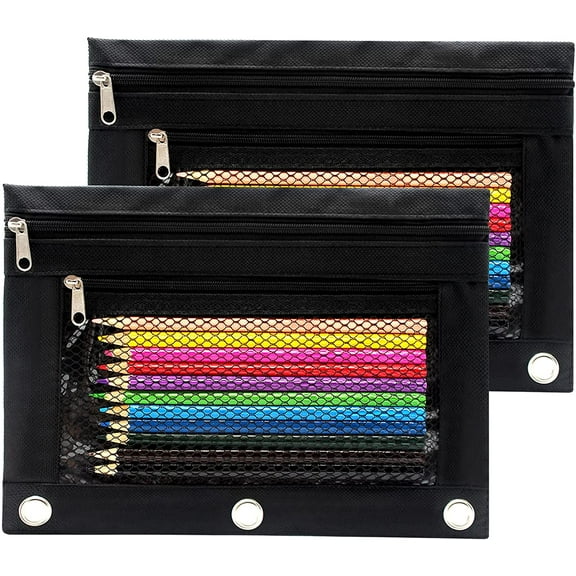 Benvo Oxford Cloth Pencil Cases, Black, 2 Pack