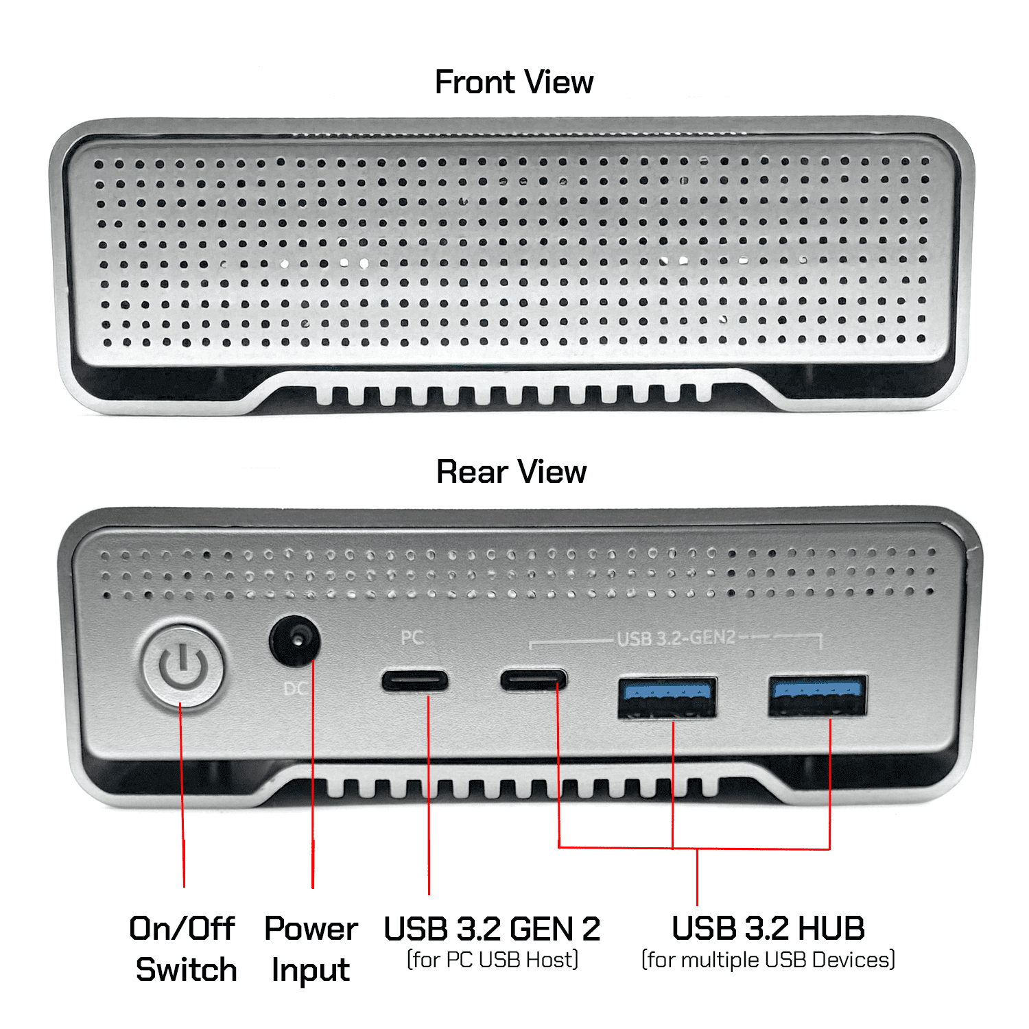 Avolusion PRO-G1 Series 8TB USB 3.2 Gen 2 USB-C External Hard Drive with USB Hub for Windows or MacOS Desktop PC / Laptop (Silver)