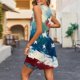 thumbnail image 4 of Camisón corto de verano para mujer, cómodo y moderno, con bolsillo estampado, sin mangas, cuello en V, falda de poliéster., 4 of 7