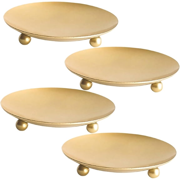4pcs Iron Candle Holder Tray for Weddings and Table Centerpieces Gold Finish