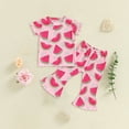 thumbnail image 2 of UAYOTSE Baby Girl Comfortable and Breathable Set Cute Cartoon Printed Short Sleeve Pants Two Piece Set,Sizes 3-4 Years, 2 of 3