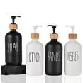 thumbnail image 3 of Bathroom Soap Dispenser Set, Includes Hand Soap and Lotion Dispenser,Glass with Bamboo Pump for Stylish Bathroom Decor(Black), 3 of 3