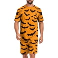 thumbnail image 2 of Hsovts Mens Pajamas Set Short Sleeve Sleepwear Crew Neck Pjs Sets Two-Pieces Loungewear with Pockets Orange 2XL, 2 of 8