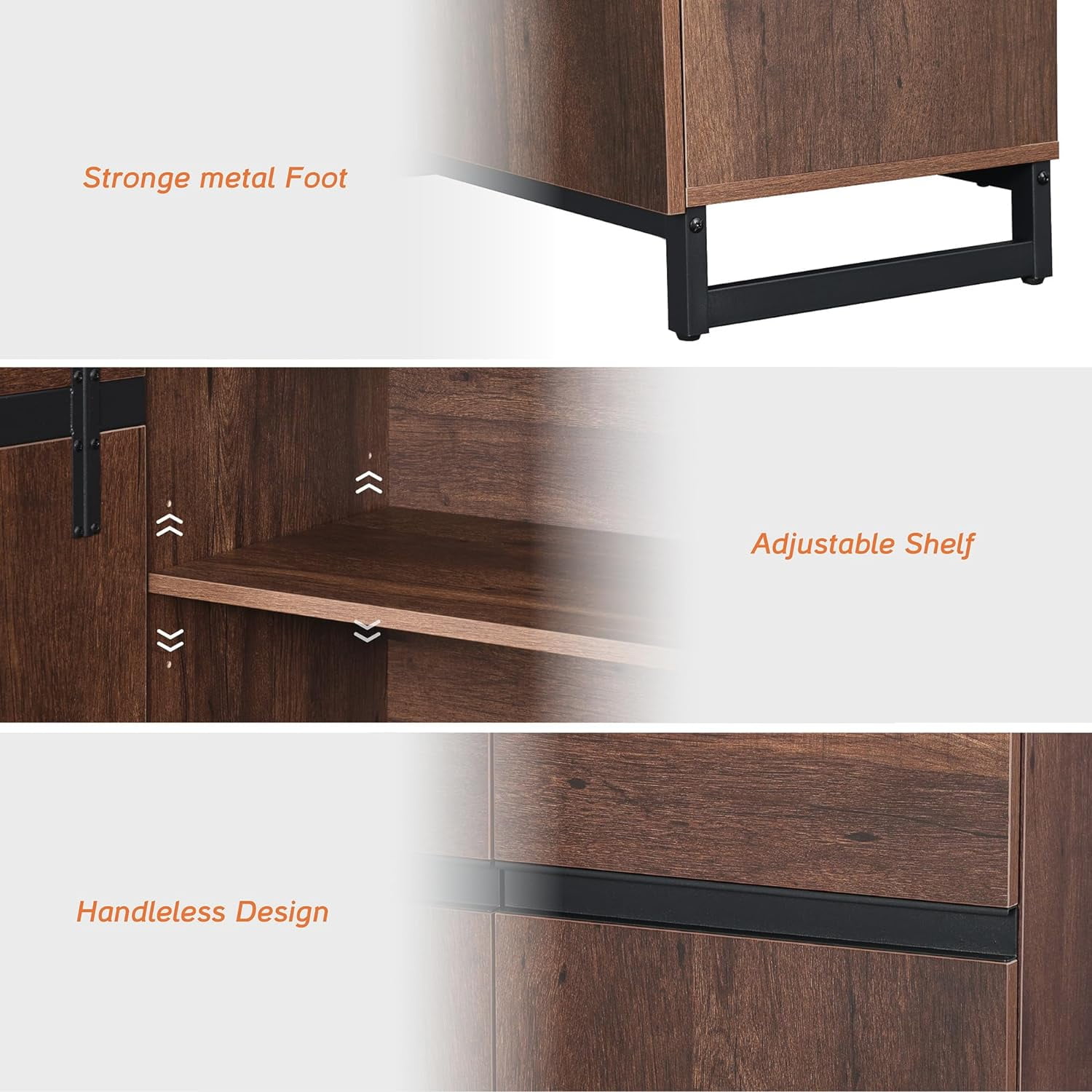 WAMPAT 63" TV Stand with Doors,Modern TV Stand for TVs up to 70 Inch,2 Packs Wood Entertainment Center with Adjustable Shelves & Metal Base.