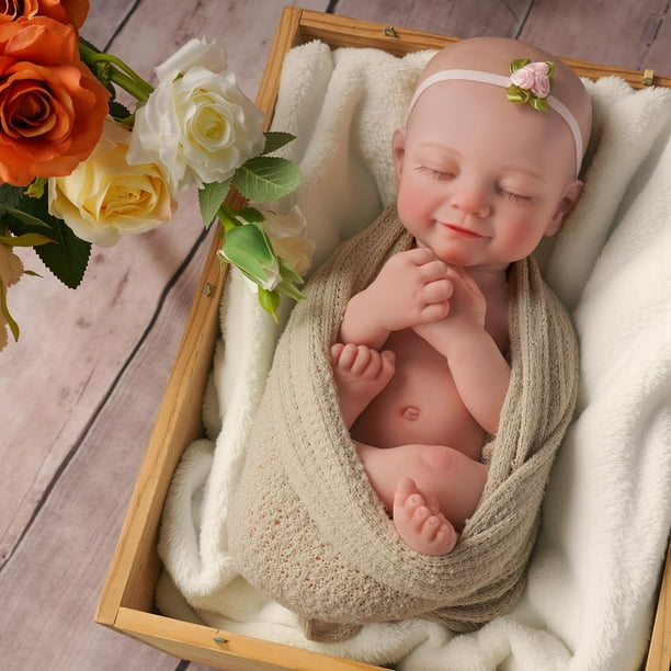 Muñeca Reborn Babeside, realista, 40 cm, silicona totalmente plateada