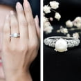 thumbnail image 3 of Rosec Jewels Genuine Freshwater Pearl Diamond Engagement Ring 7 Carat - Nature Inspired Ring - AAA Quality - with Jewelry Box, 10K White Gold, US 9.00, 3 of 8