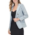 thumbnail image 5 of MODA NOVA Juniors Notched Lapel Long Sleeve Button Denim Jacket with Pockets, 5 of 6