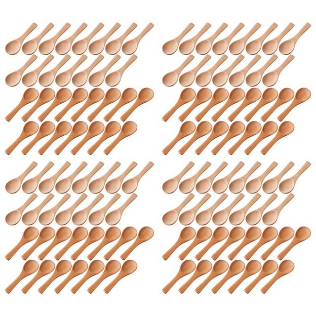Cucharas de madera pequeñas, minicucharas para degustación, condimentos, sal, cucharas para cocinar, condimentos, aceite, café, té, azúcar, 120 piezas