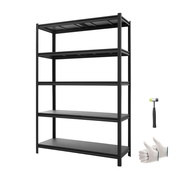 KFFKFF 5-Tier Adjustable Storage Shelves, 2500 lbs Capacity, Heavy-Duty Metal Utility Rack for Garage, Warehouse, Basement, or Kitchen, 48.43" W x 18.31" D x 71.38" H