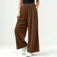 thumbnail image 4 of Tqcoqu Women's Corduroy Wide Leg Pants, Elastic High Waist Loose Casual Long Trousers with Side Pockets, 4 of 9