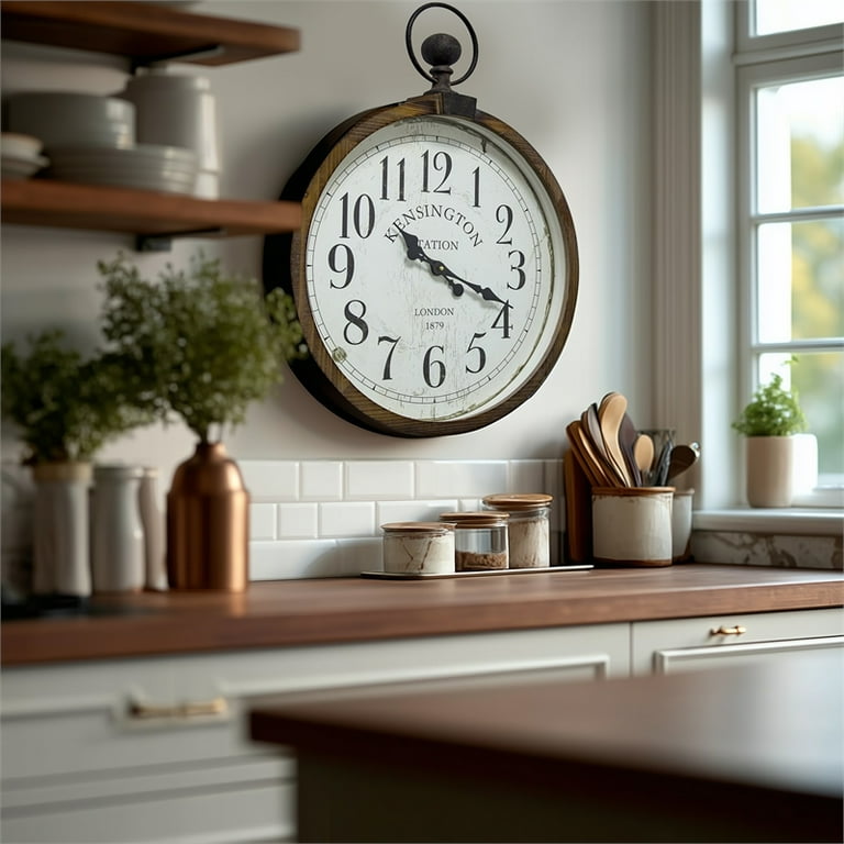 Yosemite Home Decor Kensington Station Engineered Wood Wall Clock