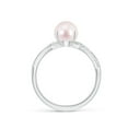 thumbnail image 2 of Angara Japanese Akoya Cultured Pearl Twist Shank Ring with Diamonds in 14K White Gold for Women | June Birthstone Jewelry for Her, 2 of 8