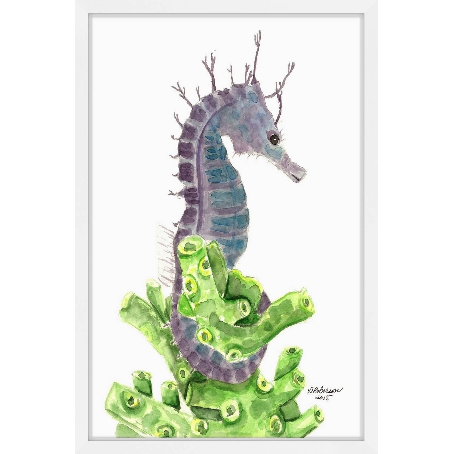 "Purple Sea Horse" Framed Painting Print
