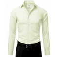 thumbnail image 2 of Berlioni Italy Men's Slim-Fit Premium French Convertible Cuff Solid Dress Shirt (Off White, 2XL (18-18½) sleeve: 34/35), 2 of 4
