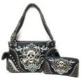 thumbnail image 6 of Texas West Rhinestone Embroidered Metal Skull Leather Women's Handbag With Matching Wallets In 7 Colors, 6 of 6