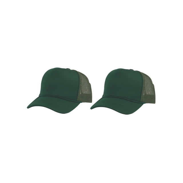 Top Headwear Men's Blank Rope Trucker Foam Mesh Plain Forest Green