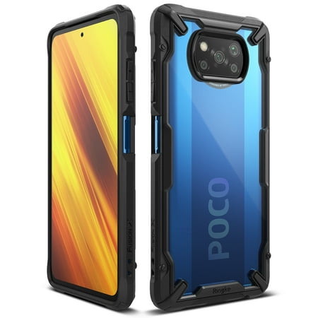 Ringke Fusion-X Case Compatible with Xiaomi Poco X3 NFC, Transparent Hard Back Shockproof Advanced Bumper Cover - Black