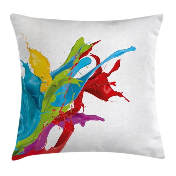 Colorful Home Decor Throw Pillow Cushion Cover, Surreal Fluid Liquid Flowing Paint Splash Featured Digital Artful Graphic, Decorative Square Accent Pillow Case, 18 X 18 Inches, Multi, by Ambesonne
