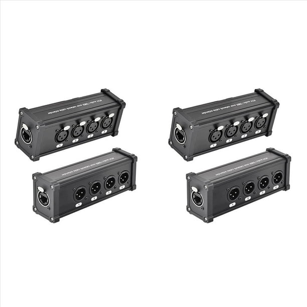 2X Extensor de Cable Ethercon de 4 Canales y 3 Pines, Extensor MúLtiple de Cable de Red XLR para IluminacióN de Escenario y Estudio de GrabacióN, XLR,