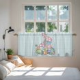 thumbnail image 3 of Teal Easter Tier Curtains 36 Inch Length, Spring Polka Dots Bunny Easter Eggs Wooden Cafe Short Curtains for Bathroom Over Sink, Small Kitchen Curtain Light Filtering Drapes 2 Panels 27.5"Wx36"L, 3 of 8