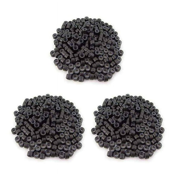 600 PCS 5mm Dark Brown Color Silicone Lined -Rings Links Beads for I Bond Stick Tip Feather Hair Extensions