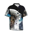 thumbnail image 2 of Easygdp Cat Astronaut Men's Hawaiian Shirts Print Lapel Short Sleeve for Beach, vacation, party, casual occasions - X-Large, 2 of 9