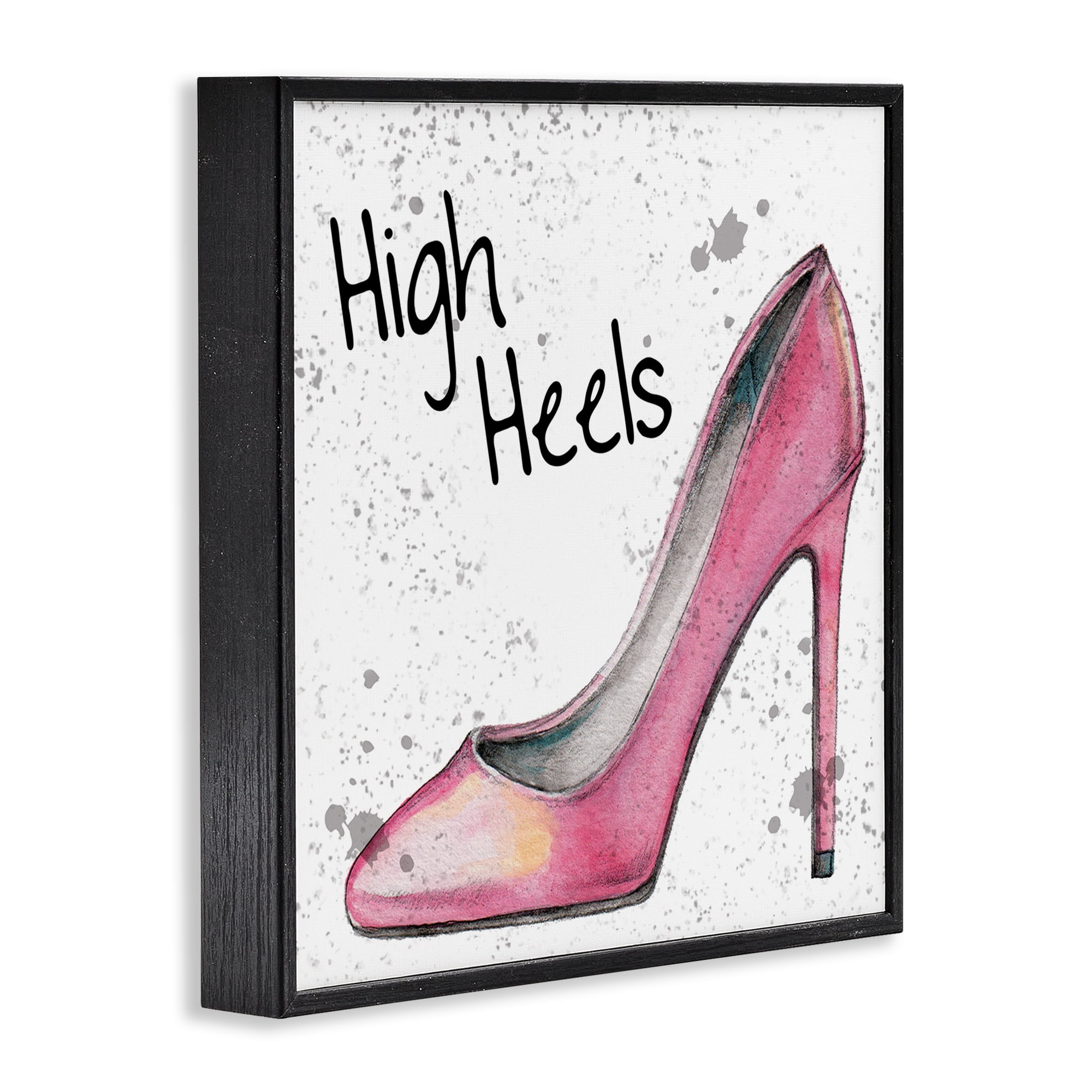 Stupell Industries Pink High Heels Beauty & Fashion Painting Black Framed Art Print Wall Art, 17 x 17