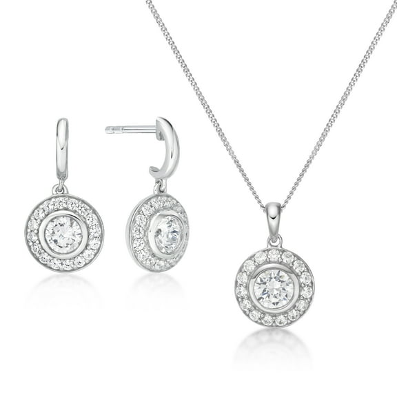 Jay Heart Designs 925 Sterling Silver Round Center Simulated White Diamond Set