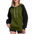 thumbnail image 2 of Wlynlyn Hoodies for Women Fleece Lined Color Block Hooded Sweatshirts Drawstring Warm Casual Long Sleeve Pullover Tops, 2 of 9
