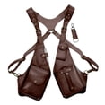 thumbnail image 4 of Bolso de hombro oculto bajo el brazo con bandolera ajustable de cuero para mujer y hombre. marrón, 4 of 9