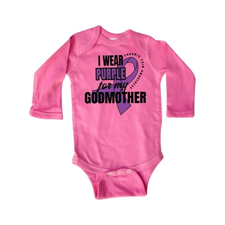 

Inktastic Chronic Pain I Wear Purple For My Godmother Gift Baby Boy or Baby Girl Long Sleeve Bodysuit