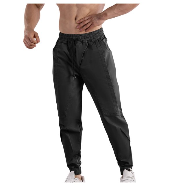 Amzcrzy Cargo Pants for Men Men's Fashion Casual Solid Color Pockets Elastic Rope Waist Casual Cargo Pants Men's Pants Men's Cargo Pants Pants for Men Men's Clothing Slacks for Men