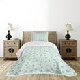 thumbnail image 4 of Ambesonne Animal Quilted Bedspread Set 2 Pcs, Characters Daisy, Twin Size, Mint Green and Baby Blue, 4 of 5