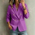 thumbnail image 4 of Zynoxe Blazer Jacket for Women Trendy Lapel Double Breasted Open Front Suit Jacket Fall Loose Versatile Business Casual Office Plus Size Jackets with Pockets Purple XL, 4 of 5