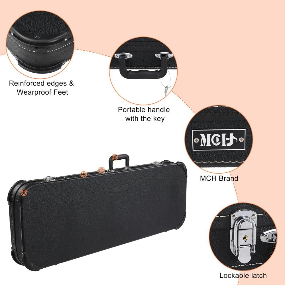 LINJH Electric Hard-Shell Case for GST GTL 170 SG Guitar Rectangular Case Black