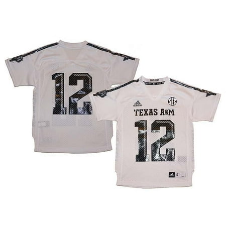 North Texas Football - Texas A&M Aggies #12 NCAA Adidas Youth White Replica Football Jersey