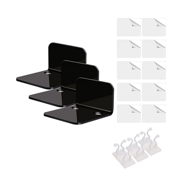 Riwesomey 3 unids/set de almacenamiento más ordenado con estante de pared fácil instalación y duradero multifuncional Artesanía negro