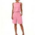 thumbnail image 2 of 2 Piece Sets for Women,Two Piece Sets For Women Summer Sleeveless Tank Tops and Wide Leg Shorts Linen Set Casual Beach Outfits, 2 of 6