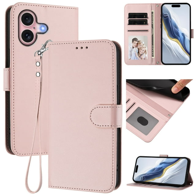 Funda Cartera GANGXUN para iPhone 16 – Cierre Magnético, Protección RFID, Correa Desmontable, Compatible con Carga Inalámbrica