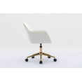 thumbnail image 5 of Velvet Fabric Upholstered Swivel Home Chair, Adjustable Height 360 Degree Swivel Office Chair with Gold Metal Legs & Universal Wheels, for Indoor Home Living Room, Ivory, 5 of 9