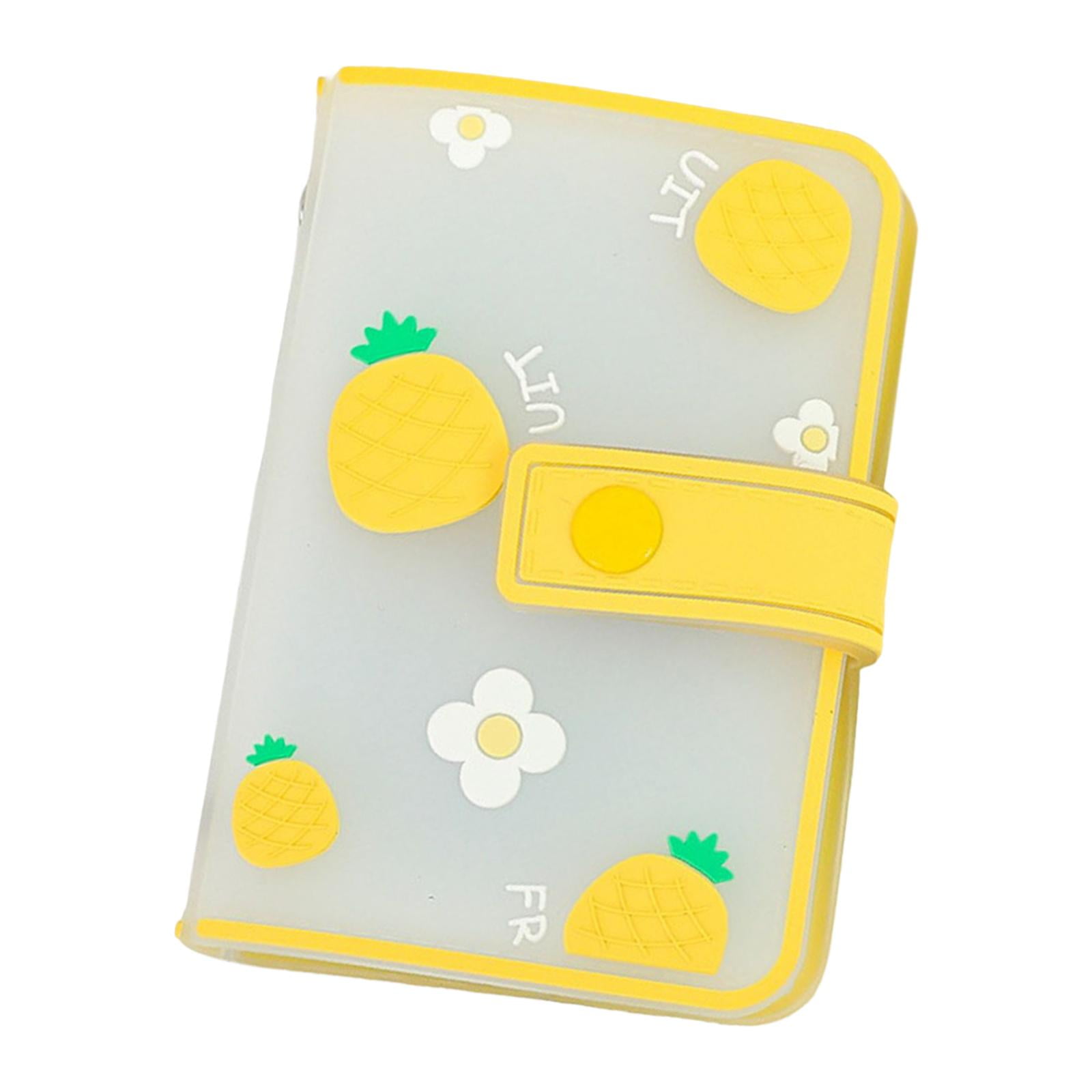 segolike PU Leather Card Holder Bag Binder Pockets Picture Album Slim Protector Card Case Yellow Pineapple